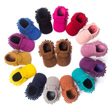 Load image into Gallery viewer, Newborn PU Suede Leather Shoes Baby Boy Girl Baby Moccasins Soft Shoes Fringe Soft Soled Non-slip Crib Shoe