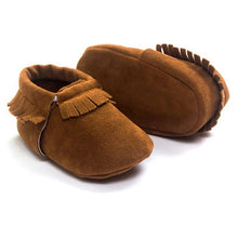 Load image into Gallery viewer, Newborn PU Suede Leather Shoes Baby Boy Girl Baby Moccasins Soft Shoes Fringe Soft Soled Non-slip Crib Shoe