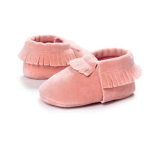 Load image into Gallery viewer, Newborn PU Suede Leather Shoes Baby Boy Girl Baby Moccasins Soft Shoes Fringe Soft Soled Non-slip Crib Shoe