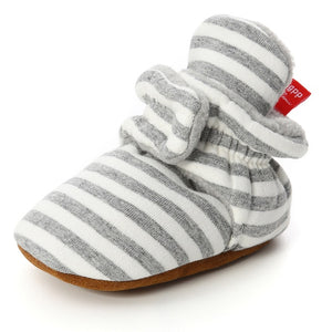 Baby Socks Shoes Boy Girl Stripe Gingham Newborn Toddler First Walkers Booties Cotton Comfort Soft Anti-slip Infant Crib Shoes