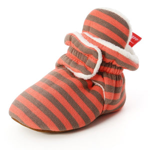 Baby Socks Shoes Boy Girl Stripe Gingham Newborn Toddler First Walkers Booties Cotton Comfort Soft Anti-slip Infant Crib Shoes