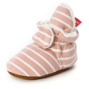 Baby Socks Shoes Boy Girl Stripe Gingham Newborn Toddler First Walkers Booties Cotton Comfort Soft Anti-slip Infant Crib Shoes