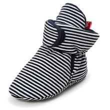 Load image into Gallery viewer, Baby Socks Shoes Boy Girl Stripe Gingham Newborn Toddler First Walkers Booties Cotton Comfort Soft Anti-slip Infant Crib Shoes