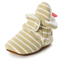 Load image into Gallery viewer, Baby Socks Shoes Boy Girl Stripe Gingham Newborn Toddler First Walkers Booties Cotton Comfort Soft Anti-slip Infant Crib Shoes