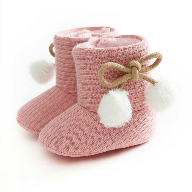 Hot Winter Boy Girls Baby Solid Soft Cotton Sole Snow Boots Warm Crib Shoes Toddler Boots Walk UK