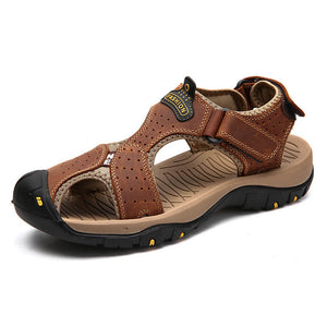 UEXIA Male Shoes Genuine Leather Men Sandals Summer Men Shoes Beach Fashion Outdoor Casual Non-slip Sneakers Footwear Size 48