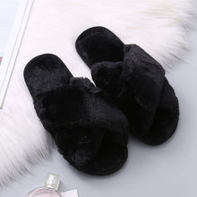 Load image into Gallery viewer, MCCKLE Winter Home Shoes Women House Slippers Warm Faux Fur Ladies Cross Soft Plush Furry Female Open Toe Slides Fashion Shoes