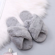 Load image into Gallery viewer, MCCKLE Winter Home Shoes Women House Slippers Warm Faux Fur Ladies Cross Soft Plush Furry Female Open Toe Slides Fashion Shoes