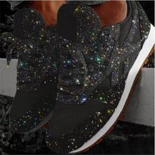 Load image into Gallery viewer, Women Flat Glitter Sneakers Casual Female Mesh Lace Up Bling Platform Comfort Plus Size Vulcanized Shoes 2019 Autumn