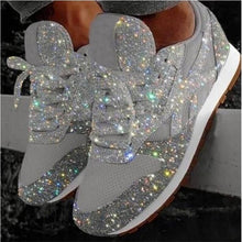 Load image into Gallery viewer, Women Flat Glitter Sneakers Casual Female Mesh Lace Up Bling Platform Comfort Plus Size Vulcanized Shoes 2019 Autumn