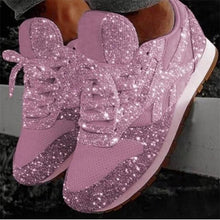 Load image into Gallery viewer, Women Flat Glitter Sneakers Casual Female Mesh Lace Up Bling Platform Comfort Plus Size Vulcanized Shoes 2019 Autumn