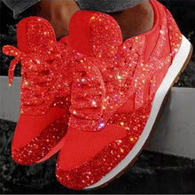 Load image into Gallery viewer, Women Flat Glitter Sneakers Casual Female Mesh Lace Up Bling Platform Comfort Plus Size Vulcanized Shoes 2019 Autumn