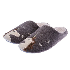 Indoor Warm Women Slippers Cute Animal Fox Unicorn Winter Fur Home Shoe Female Girl Nonslip Memory Foam Cotton House Slippers