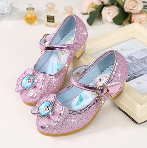 Children Leather Elsa Sandals Child High Heels Girls Princess Summer Elsa Shoes Chaussure Enfants Sandals Party Shoes Size 24-36