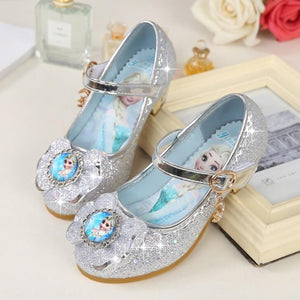 Children Leather Elsa Sandals Child High Heels Girls Princess Summer Elsa Shoes Chaussure Enfants Sandals Party Shoes Size 24-36