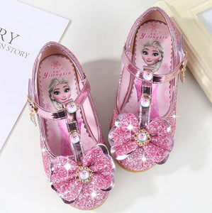 Children Leather Elsa Sandals Child High Heels Girls Princess Summer Elsa Shoes Chaussure Enfants Sandals Party Shoes Size 24-36