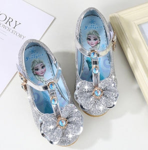 Children Leather Elsa Sandals Child High Heels Girls Princess Summer Elsa Shoes Chaussure Enfants Sandals Party Shoes Size 24-36