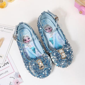 Children Leather Elsa Sandals Child High Heels Girls Princess Summer Elsa Shoes Chaussure Enfants Sandals Party Shoes Size 24-36