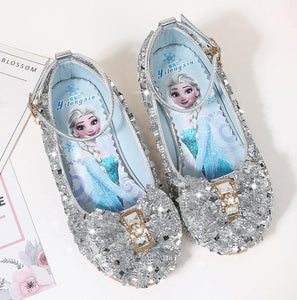 Children Leather Elsa Sandals Child High Heels Girls Princess Summer Elsa Shoes Chaussure Enfants Sandals Party Shoes Size 24-36