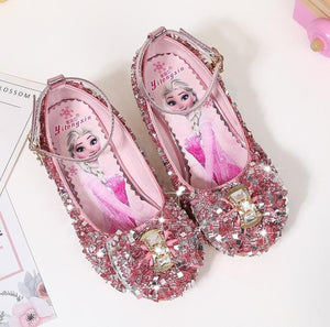 Children Leather Elsa Sandals Child High Heels Girls Princess Summer Elsa Shoes Chaussure Enfants Sandals Party Shoes Size 24-36