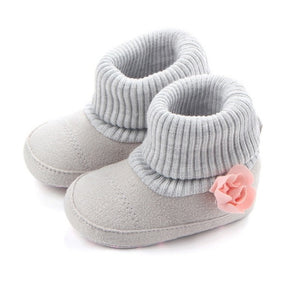 Cute Autumn Winter Infants Shoes Baby Girl Boy Polka Dot Knitting Boots Casual Sneakers Non-slip Soft Soled Walking Shoes