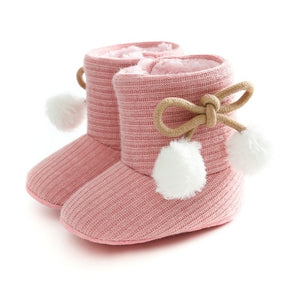 Cute Autumn Winter Infants Shoes Baby Girl Boy Polka Dot Knitting Boots Casual Sneakers Non-slip Soft Soled Walking Shoes