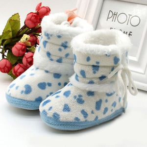 Cute Autumn Winter Infants Shoes Baby Girl Boy Polka Dot Knitting Boots Casual Sneakers Non-slip Soft Soled Walking Shoes