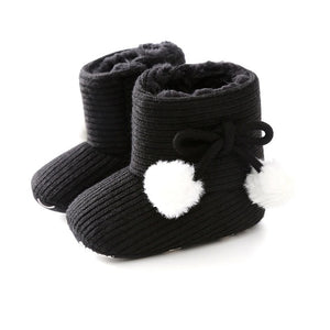 Cute Autumn Winter Infants Shoes Baby Girl Boy Polka Dot Knitting Boots Casual Sneakers Non-slip Soft Soled Walking Shoes