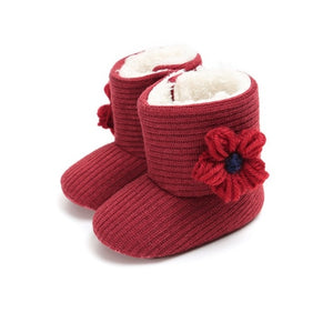 Cute Autumn Winter Infants Shoes Baby Girl Boy Polka Dot Knitting Boots Casual Sneakers Non-slip Soft Soled Walking Shoes