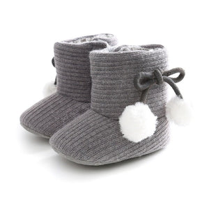 Cute Autumn Winter Infants Shoes Baby Girl Boy Polka Dot Knitting Boots Casual Sneakers Non-slip Soft Soled Walking Shoes