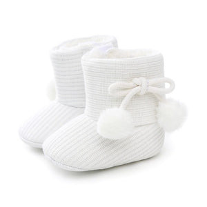 Cute Autumn Winter Infants Shoes Baby Girl Boy Polka Dot Knitting Boots Casual Sneakers Non-slip Soft Soled Walking Shoes