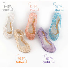 Load image into Gallery viewer, Girls Kids Summer Crystal Sandals Frozen Princess Jelly High-Heeled Shoes Princess Frozen Elsa Cosplay Party Dance Shoes