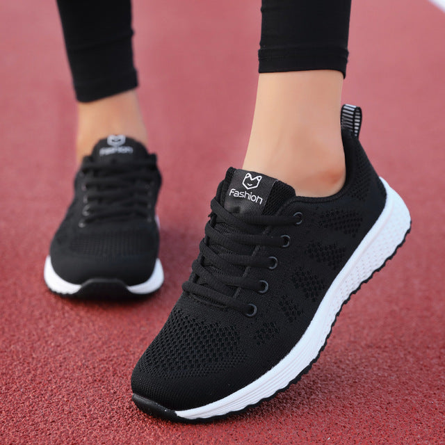 2019 New Women Shoes Flats Fashion Casual Ladies Shoes Woman Lace-Up Mesh Breathable Female Sneakers Zapatillas Mujer