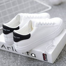 Load image into Gallery viewer, HOT Women Sneakers 2020 Fashion Breathble Vulcanized Shoes Women Pu leather Platform Shoes Women Lace up Casual Shoes White