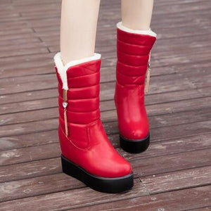 Winter Boots Snow Boots Women Shoes Woman Boots Fashion Wedges Mid-Calf Boots Booties 2019 Winter New Short  Fur Warm Boots B54