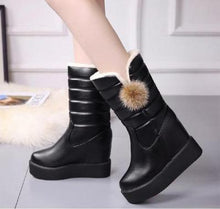 Load image into Gallery viewer, Winter Boots Snow Boots Women Shoes Woman Boots Fashion Wedges Mid-Calf Boots Booties 2019 Winter New Short  Fur Warm Boots B54