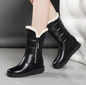 Winter Boots Snow Boots Women Shoes Woman Boots Fashion Wedges Mid-Calf Boots Booties 2019 Winter New Short  Fur Warm Boots B54