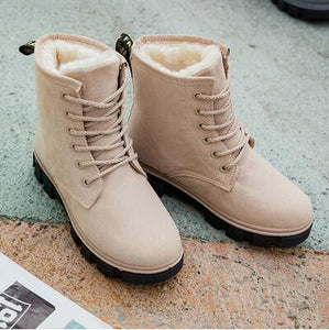 Winter Boots Snow Boots Women Shoes Woman Boots Fashion Flat PU Waterproof Ankle Boots Booties 2019 Winter Short Fur Warm Boots