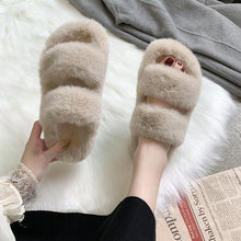 Load image into Gallery viewer, Winter Women House Fuzzy Slippers 2019 Faux Fur Fashion Warm Shoes Woman Slip on Flats Female Furry Slides Black Pink Cozy Home