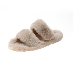 Winter Women House Fuzzy Slippers 2019 Faux Fur Fashion Warm Shoes Woman Slip on Flats Female Furry Slides Black Pink Cozy Home