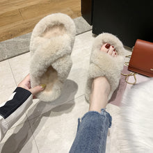 Load image into Gallery viewer, Winter Women House Fuzzy Slippers 2019 Faux Fur Fashion Warm Shoes Woman Slip on Flats Female Furry Slides Black Pink Cozy Home