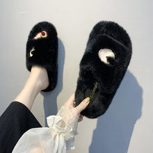 Load image into Gallery viewer, Winter Women House Fuzzy Slippers 2019 Faux Fur Fashion Warm Shoes Woman Slip on Flats Female Furry Slides Black Pink Cozy Home