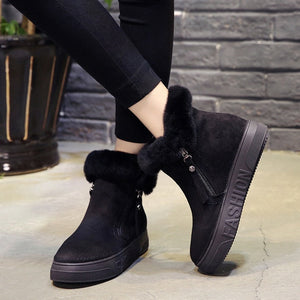 Women's Snow Boots Keep Warm Anti-Slip Plush Warm Fur Lined Winter Ankle Booties Platform Boots Shoes for Women