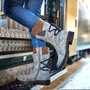 Women's Mid Calf Boots Winter Woman Warm Snow Boots Female Back Lace-up Design Boots Solid Low Heels Platform Shoes Women  2019