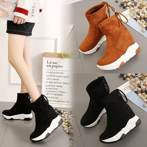 Vicamelia Women Boots 2019 Winter Suede Wedge Heel Women Casual Fashion Increase Within Boots 35-39 Mid Calf Boots For Women 414