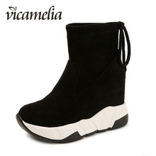 Load image into Gallery viewer, Vicamelia Women Boots 2019 Winter Suede Wedge Heel Women Casual Fashion Increase Within Boots 35-39 Mid Calf Boots For Women 414