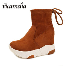 Load image into Gallery viewer, Vicamelia Women Boots 2019 Winter Suede Wedge Heel Women Casual Fashion Increase Within Boots 35-39 Mid Calf Boots For Women 414