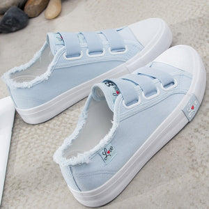 Dropshipping Sneakers Canvas Shoes for Women Fashion 2019 Solid Superstar Hook Loop Vulcanize Girls Zapatillas Mujer Shoes