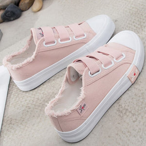 Dropshipping Sneakers Canvas Shoes for Women Fashion 2019 Solid Superstar Hook Loop Vulcanize Girls Zapatillas Mujer Shoes