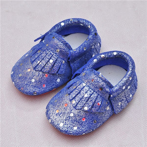 Genuine Leather First Walkers Flash Dots Baby shoes Fringe Baby Moccasins Soft bottom newborn Bebe shoes